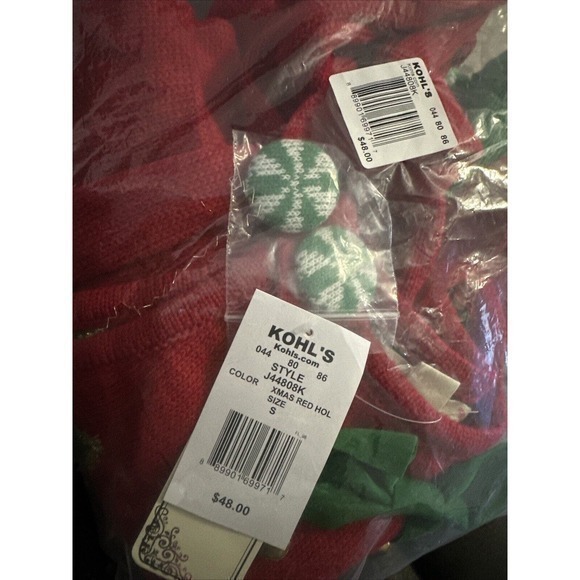 It’s Our Time Holiday Sleeveless Jumpsuit Size Small Red green White Bells Bow - Picture 2 of 16